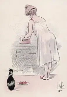 Knocker Prints: Girl in Chemise Cooks
