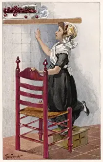 Cherries Prints: Girl and Cherries 1902