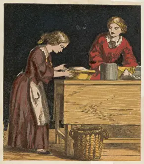 Gooseberry Prints: Girl Cooking, 1867