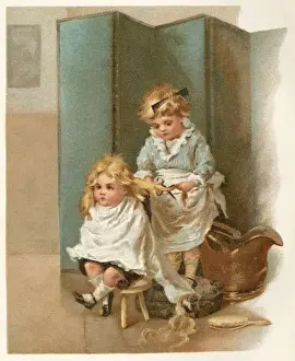 C1890 Prints: Girl Cuts Hair C1890