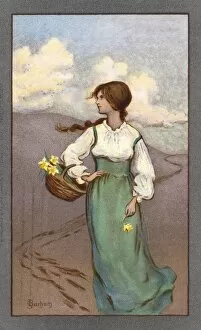 Daffodils Gallery: Girl and Daffodils