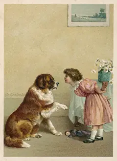 GIRL AND DOG / BEGGING