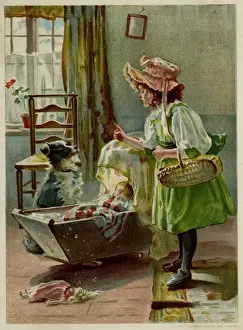 Instructs Prints: Girl / Dog in Charge 1894