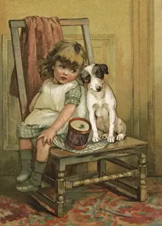 Girl and Dog / Drum C1880