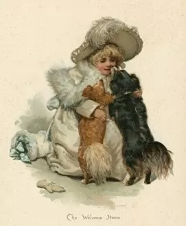 Affectionate Gallery: Girl / Dogs Welcome C1890