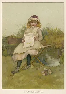 C1890 Prints: GIRL WITH DRAWING C1890