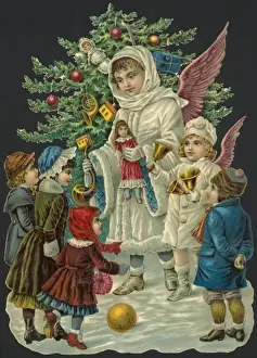 Handing Prints: Girl Dressed as Angel