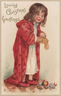 Images Dated 12th November 2019: Girl empties her Xmas stocking