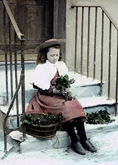 Posy Prints: Girl with flower posy in the snow