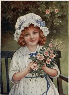 Bunch Prints: Girl With Flowers 1916