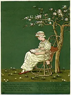 Daisies Prints: Girl in a garden, reading a book