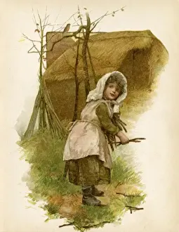 Twigs Prints: Girl Gathers Twigs 1890