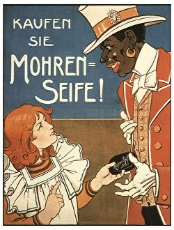 Lifestyles Collection: girl giving bar of soap to dressed up man Date: 1900