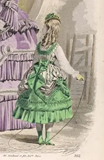Flounce Prints: Girl in Green / White 1870