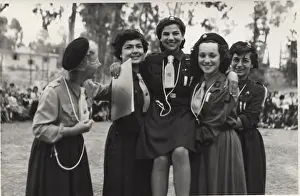 Beret Prints: Girl Guides at an outdoor rally, Cyprus