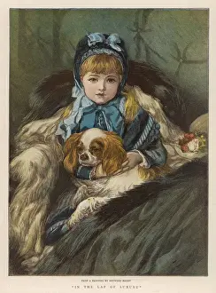 Blenheim Prints: GIRL WITH K C SPANIEL