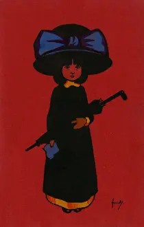 Girl in a large hat