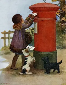 Sowerby Prints: Girl at a letterbox