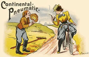Images Dated 14th May 2019: Girl lighting her cigarette - Continental Pneumatic Advert
