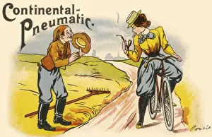 Attraction Prints: Girl lighting her cigarette - Continental Pneumatic Advert