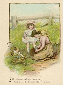 Girl Walking with Doll