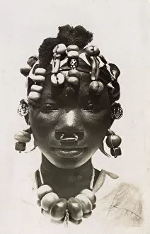 Beaded Collection: Girl from Mali with wonderful beads and headdress
