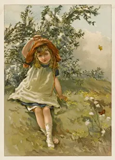 Girl in Meadow C1880