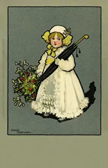 Girl with mistletoe