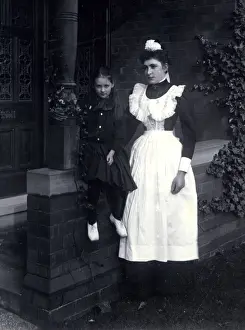 Nanny Prints: Girl with nanny, nurse or servant