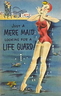 Pretending Gallery: A girl in need of rescue - Comic Postcard