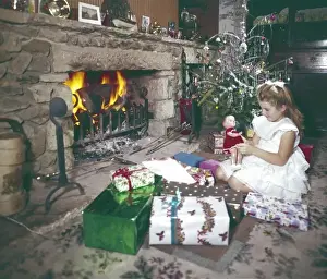 Girl Opens Xmas Presents