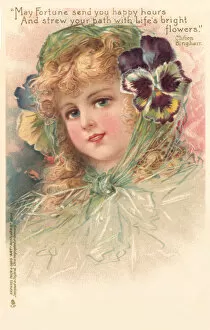 Girl with a pansy in her hair