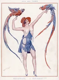 Girl with Parrots