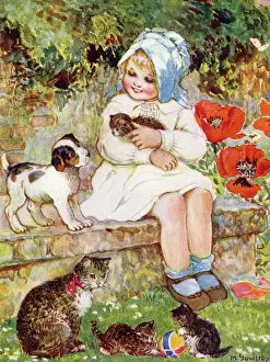 Girl and her pets
