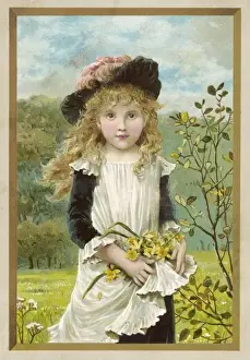 Rosy Prints: Girl Picks Flowers C1890