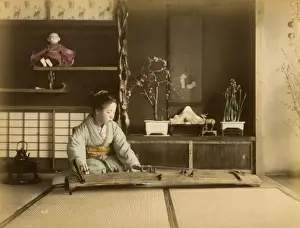 Girl playing musical instrument