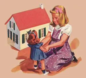 Girl Plays with Doll Date: 1941
