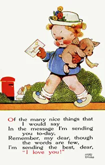 Pillar Collection: Girl posting a letter, by Mabel Lucie Attwell