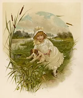 Girl and Pup by River