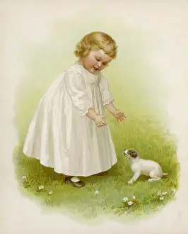 GIRL AND PUPPY C1890