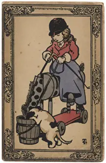 Girl, Puppy, Rocking Horse
