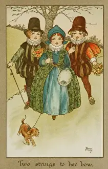 Bouquets Prints: A girl being pursued by two boys by Florence Hardy