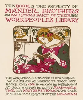 Book Plate Prints: Girl Reading a Book / 1896
