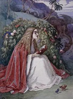 Girl Reading book illustration