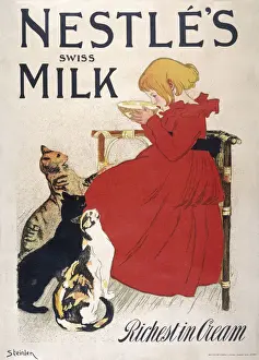 GIRL / RED DRESS / CATS 1896