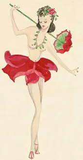 Murray's Cabaret Club Prints: Girl with Red Parasol - Murrays Cabaret Club costume desi