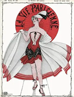 Parisienne Prints: Show girl with revealing dress