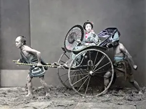 Rickshaw Prints: Girl in rickshaw, Japan, circa 1880s