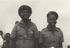 Berets Prints: Two girl scouts, Gambia, West Africa