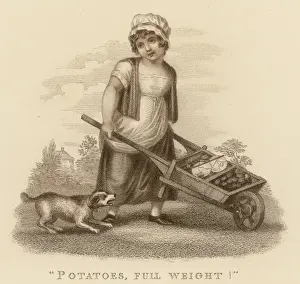 Wheel Barrow Prints: Girl Selling Potatoes